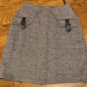 Brown Tweed skirt with faux leather detailing
